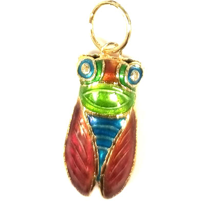 ENAMEL CICADA 13X29MM RUST RED
